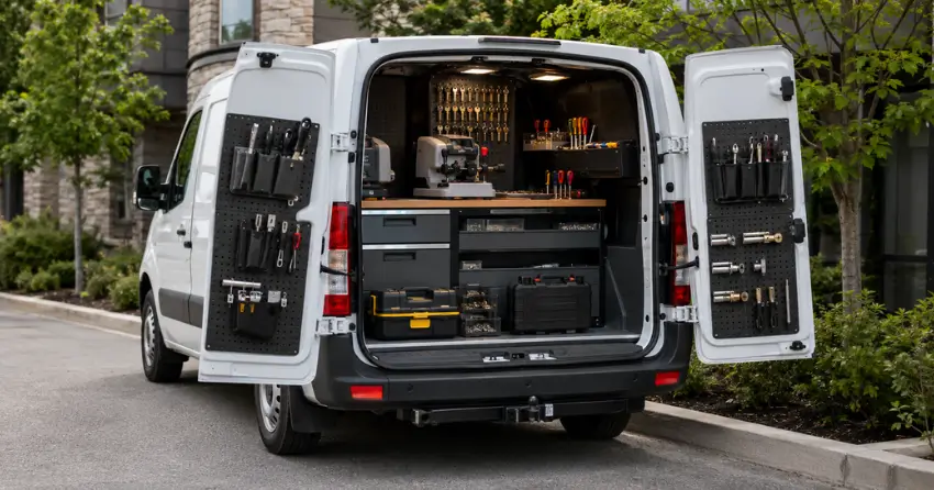 mobile locksmith service vehicle equipped with tools in Hamilton