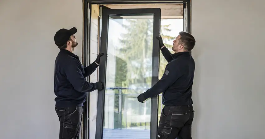 new glass panel being fitted into door frame in Rymal, Hamilton