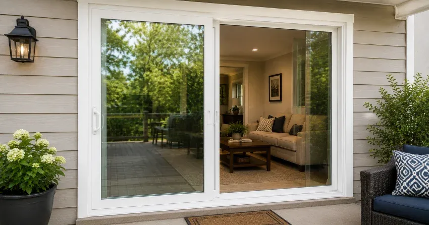 new patio door replacement installed in Raleigh, Hamilton home