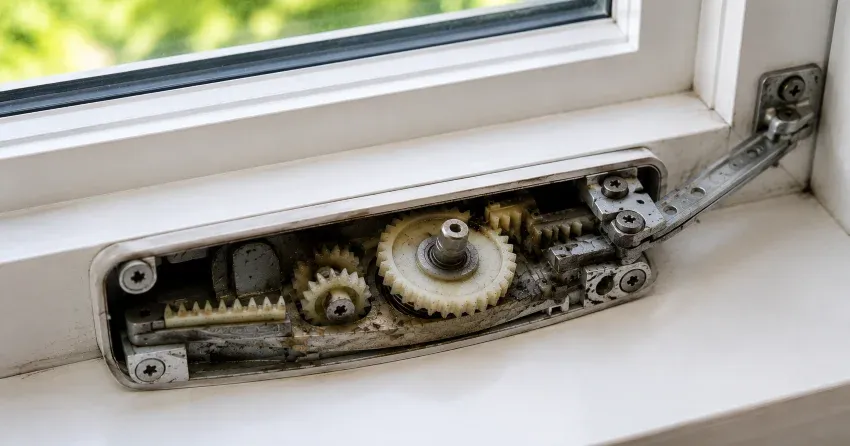 technician replacing casement window crank operator in Rymal, Hamilton home