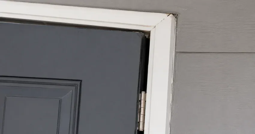 technician tightening a loose door hinge in Binbrook, Hamilton