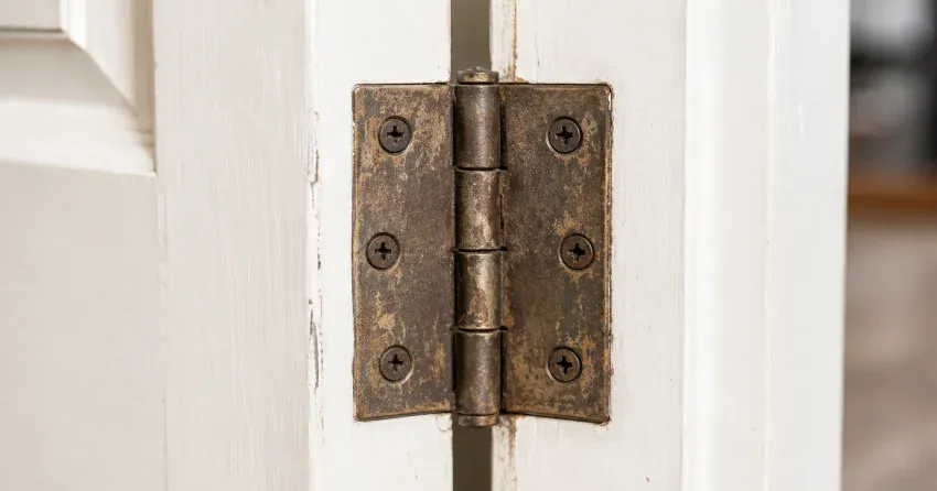technician adjusting a sagging door hinge in Ancaster, Hamilton